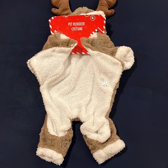 NWT Dog Reindeer costume / coat faux fur brown and white size M - Picture 5 of 8